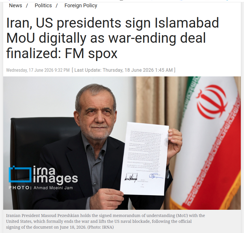 Iran US sign MoU
